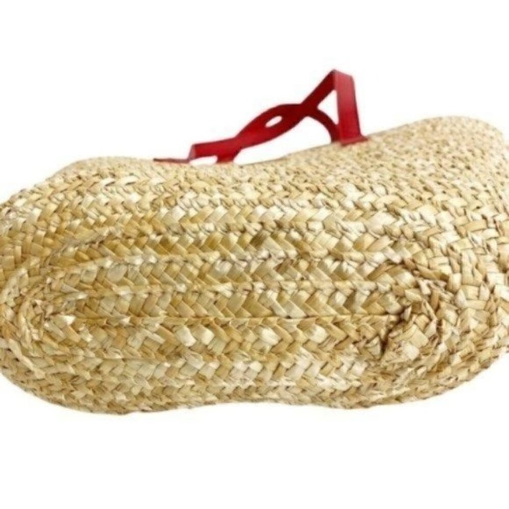 Laura Geller Beauty Lined straw tote beauty bag 11” X 15”  Woven Wheat Straw - Picture 4 of 8